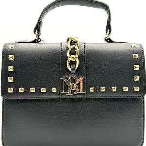 Badgley Mischka Black and Gold Studded Satchel
